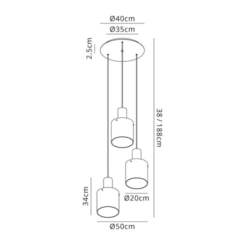 Brooks Round Pendant 3 Light